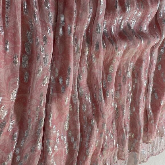 Ramy Brook Ora Metallic Print Maxi Dress Sz SP Pink Long Sleeve Crossover V-Neck - Picture 13 of 16